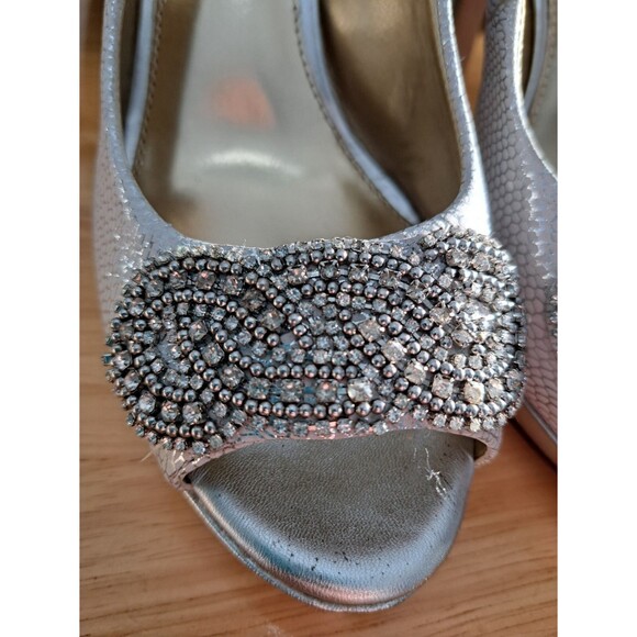 Antonio Melani Silver Rhinestone 4" Platform Heels Size 8.5 Prom Party Pageant - Picture 3 of 10